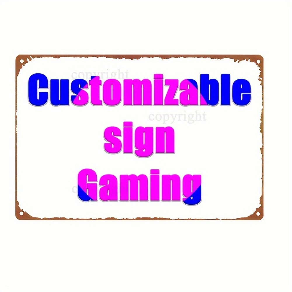 Retro Gaming Decor - Vorgebohrtes, anpassbares Retro-Eisenschild, individuelles Gaming-Logo, Wanddekoration,