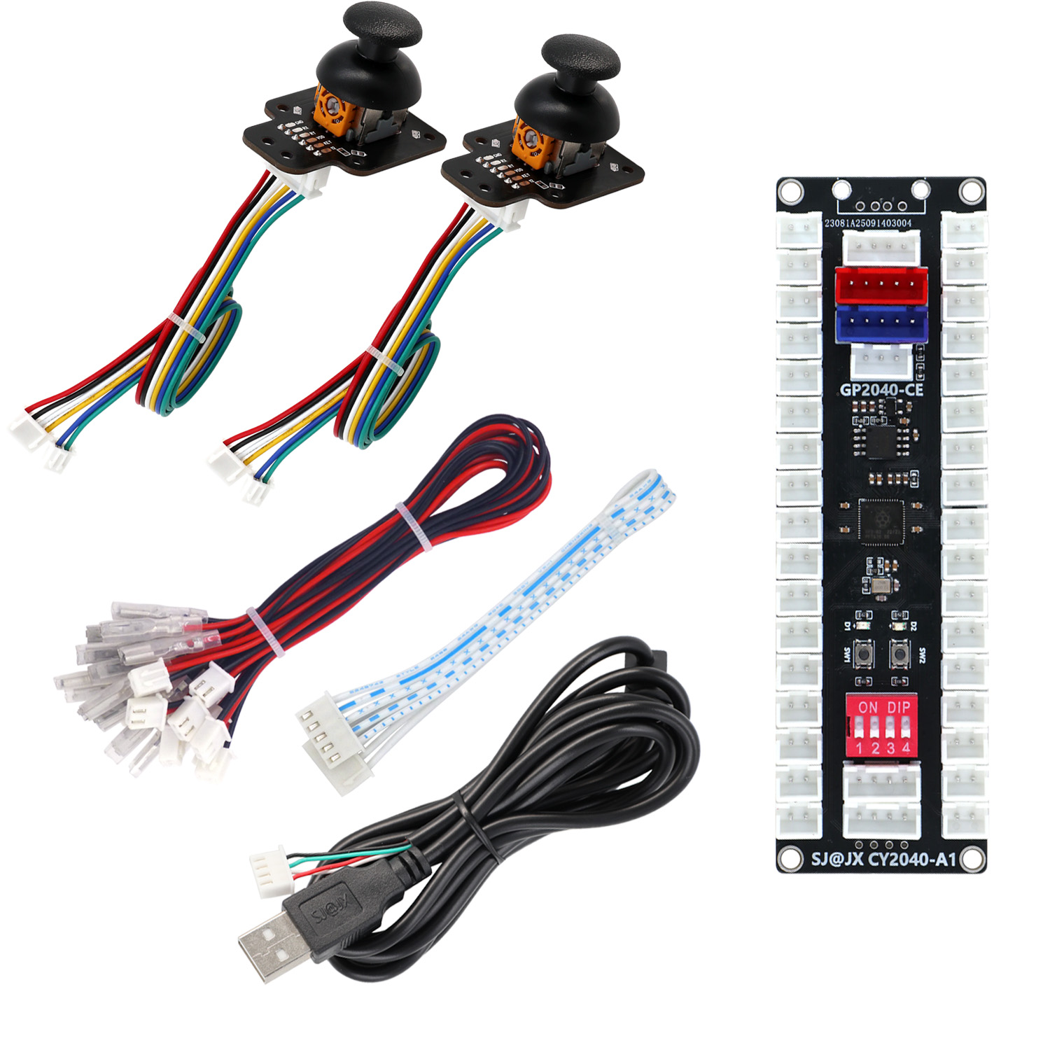 Arcade Button Kit - SJ@JX Arcade-Controller Joystick-Tasten-Set RP2040 Encoder, 3D-Analog-Joystick,