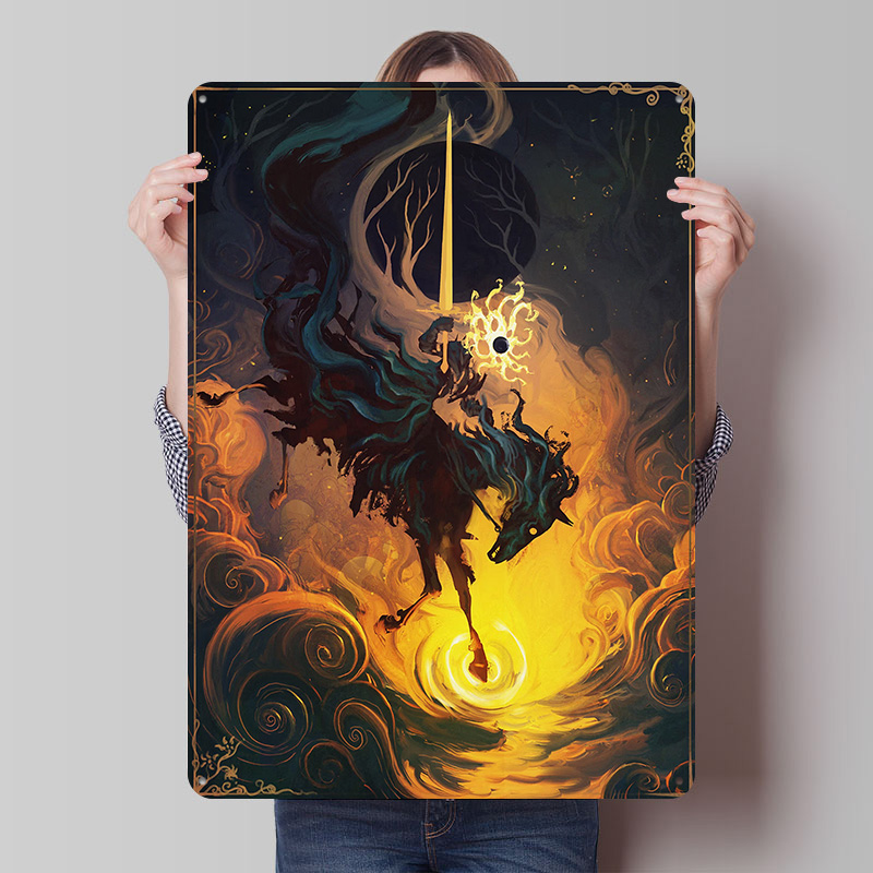 Retro Knight Gaming - The Eclipse Knight Metallposter, personalisierte Wandkunst,