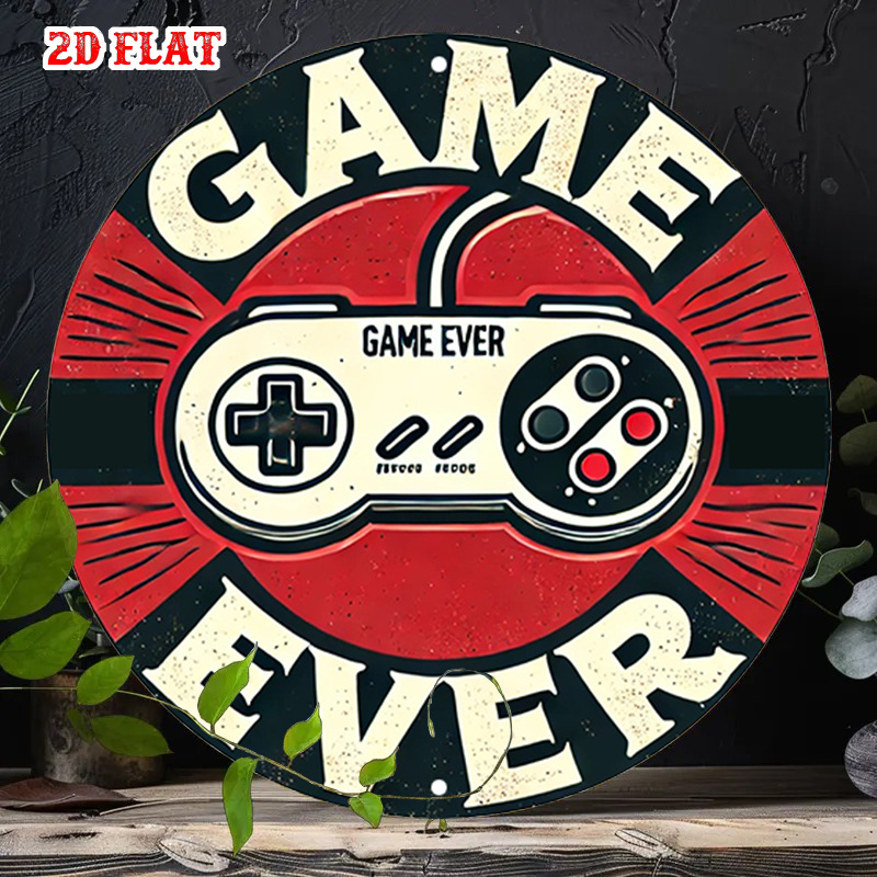 Retro Gaming Design - 2D Flaches 1-teiliges Retro-Gaming Aluminiumschild, Controller-Design