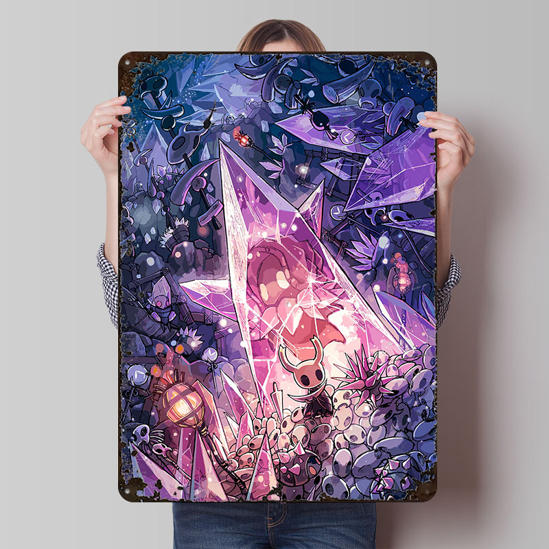 Retro Knight Gaming - Hollow Knight Game Weißblech-Poster, individuelle Wandkunst,