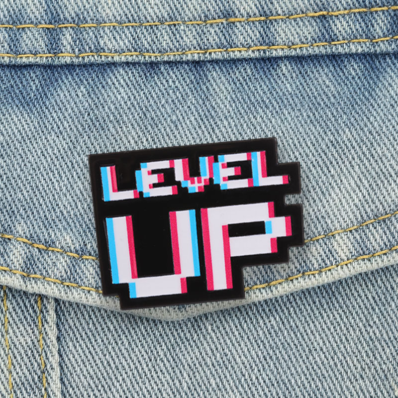 Retro Gaming Video - Level Up Glitch Pixel-Abzeichen Retro-Videospiel-Stil Verzerrter