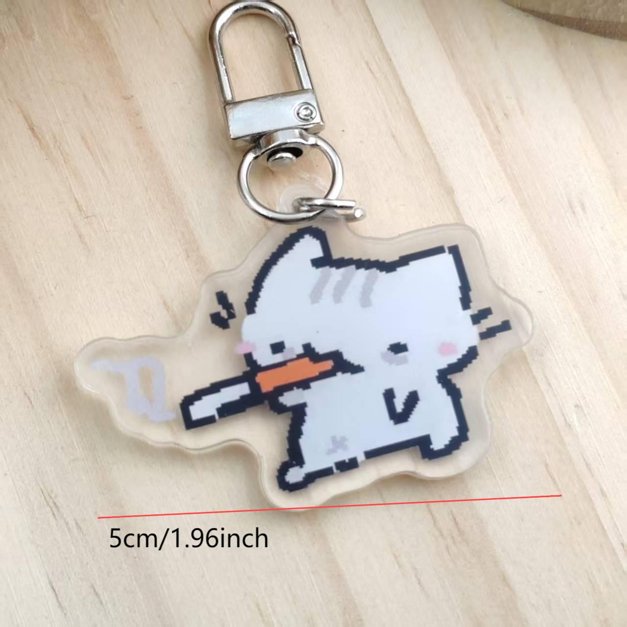 2D Flat Pixel Cat Schlüsselanh – Retro Gaming Design Bewertung und Preis