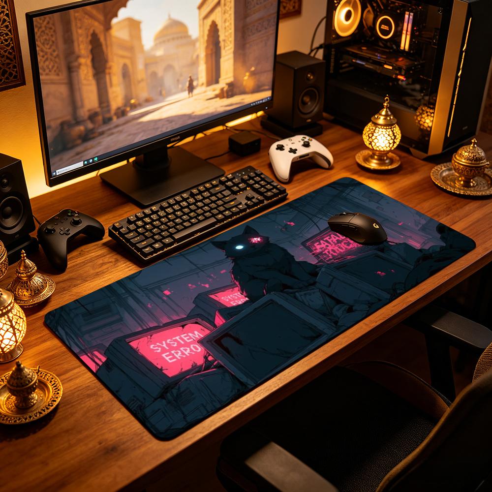 Cyberpunk Black Cat Großes Gam – Retro Gaming Desk Bewertung und Preis